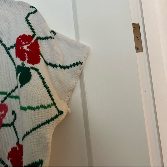 Vintage Handknit Poppies Floral Cotton Sweater Top - Picture 3 of 7